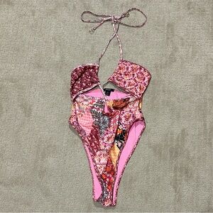 Nasty Gal Pink Floral Women’s One Piece Bikini NWOT